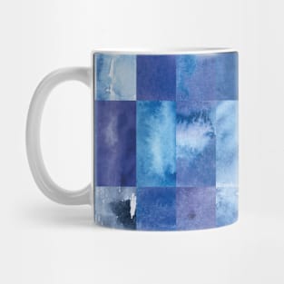 Abstract Minimal Blue Watercolour Mosaic Collage. Mug